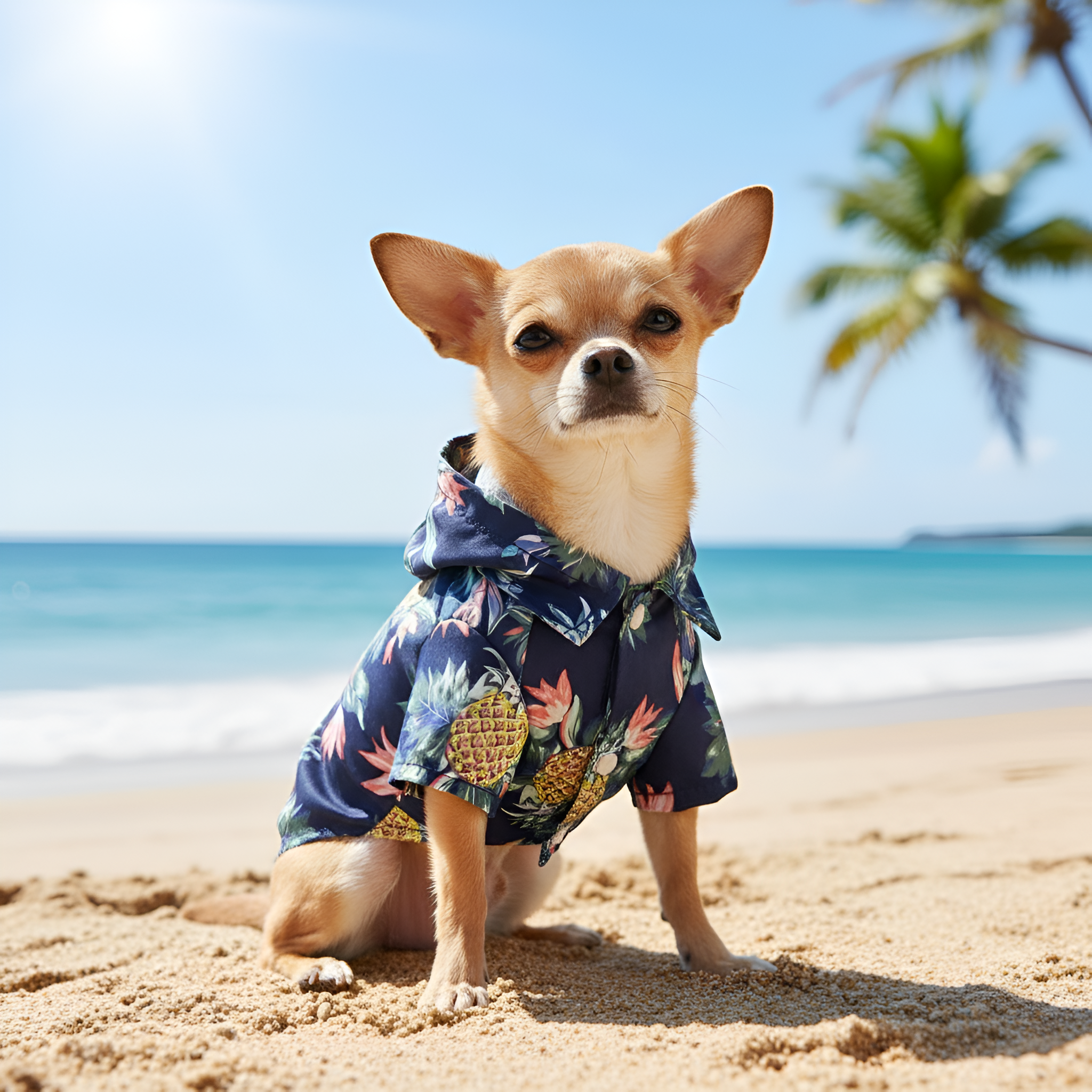 Lightweight Hawaiian Style Hooded Shirt For Small Pets