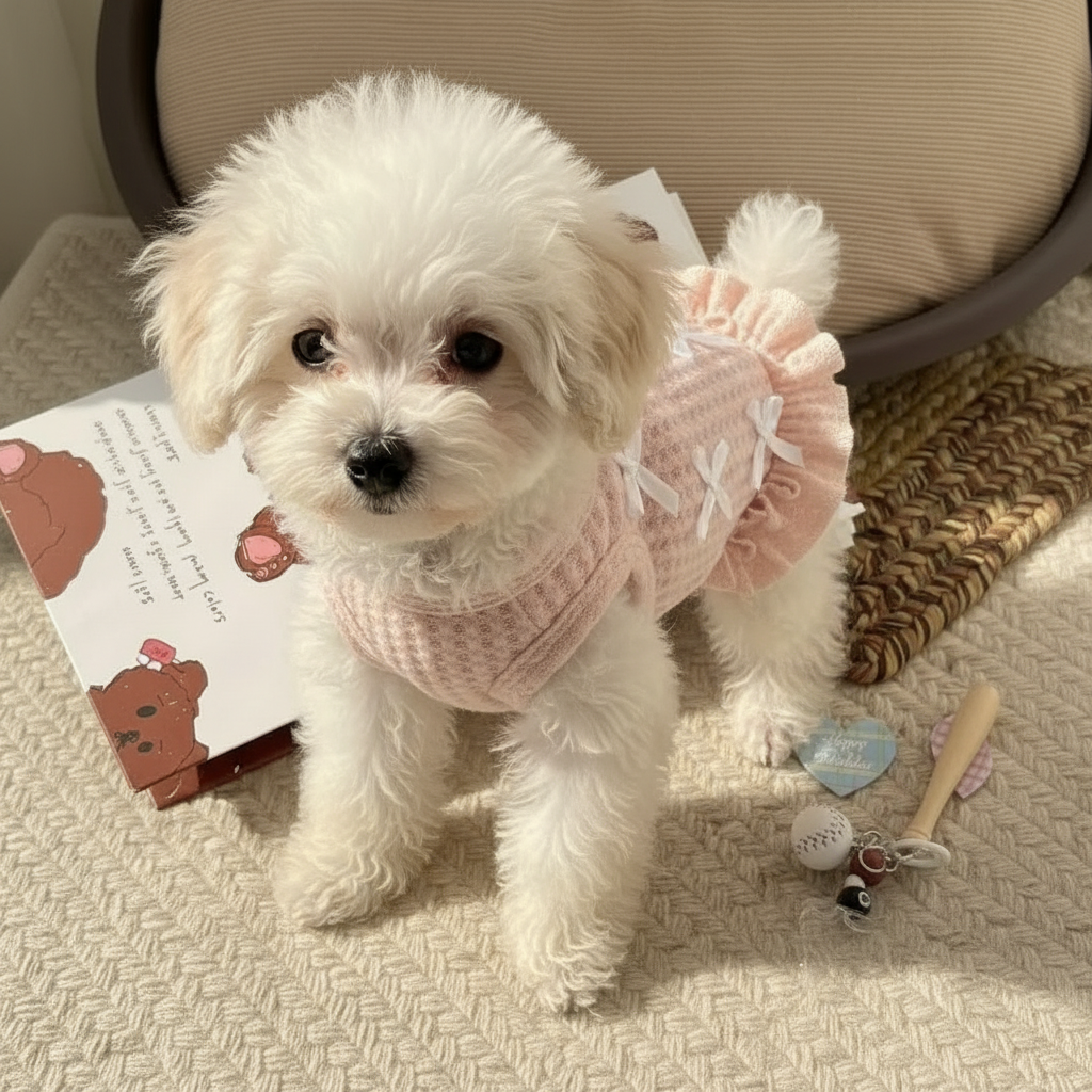 Sleeveless Pet Princess Dress With Bow Detail And Ruffle For Cats And Dogs