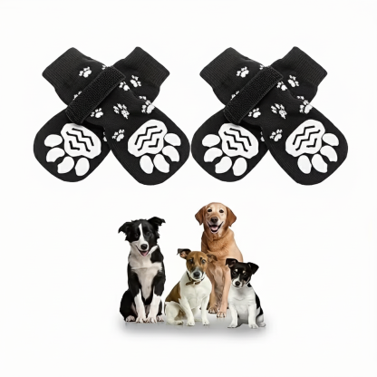 2 Pairs Of Non Slip Dog Socks With Waterproof Design