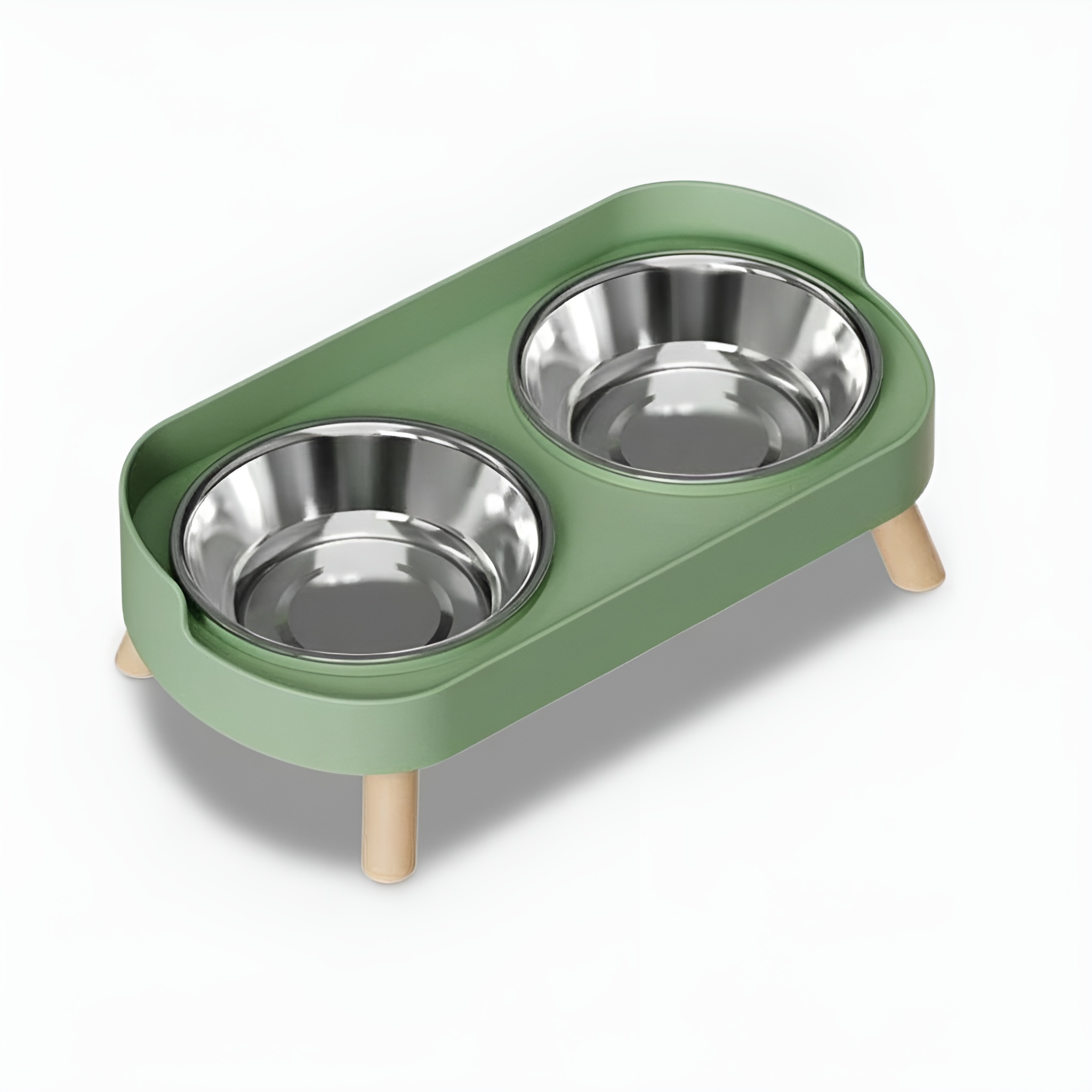 Elevated Dual Pet Feeding Bowl Set With Splash Guard