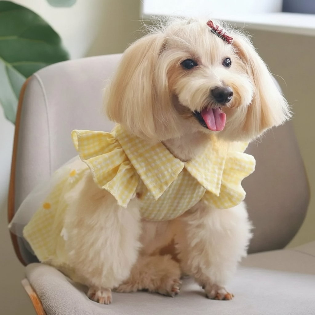e Creative Floral & Plaid Print Stylish Pet Skirt