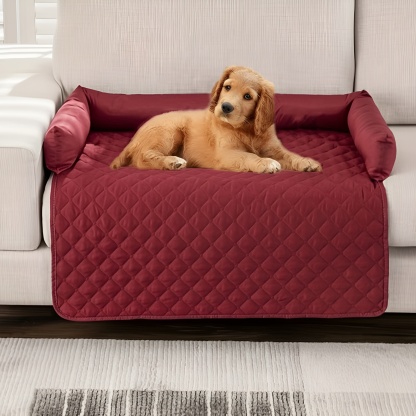 Washable Dog Sofa Bed With Bolster Cushions