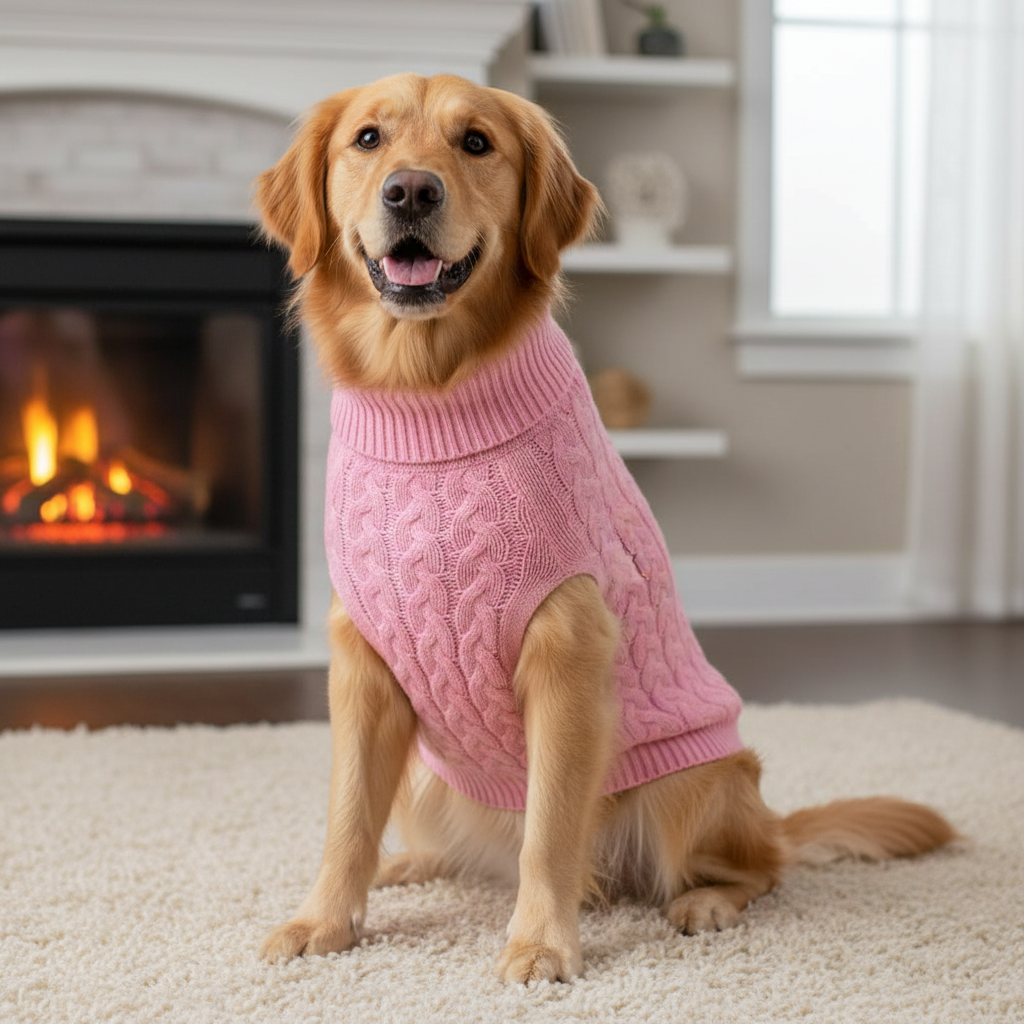 Solid Color Knitted Dog Sweater For Winter