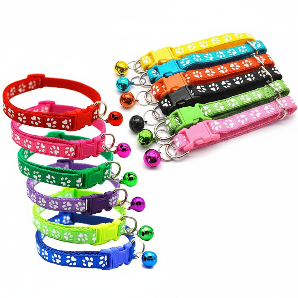 Pack Of 10 Adjustable Pet Collar Set With Bell
