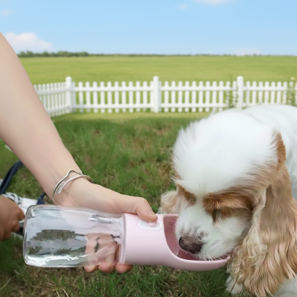 Portable Dog Water Bottle With Built In Bowl For Travel Use