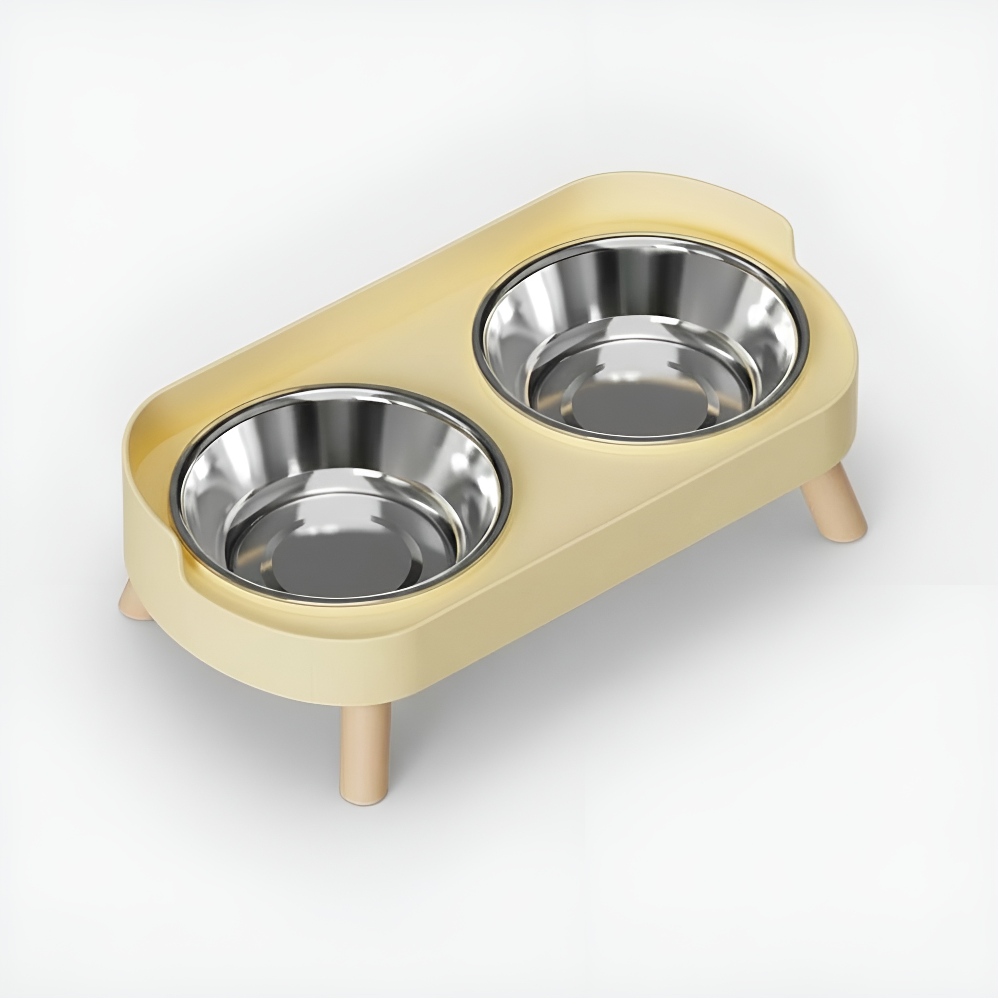 Elevated Dual Pet Feeding Bowl Set With Splash Guard