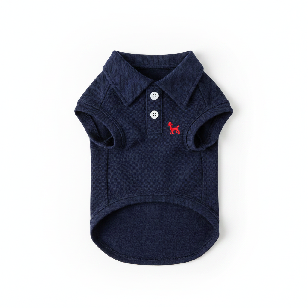 One Piece Solid Color Pet Polo Embroidered Shirt For Spring And Summer Vest