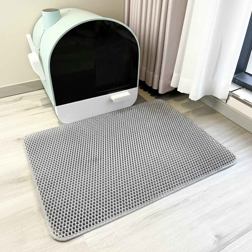 One Extra-Large Double-Layer EVA Cat Litter Mat Effectively Collects Litter