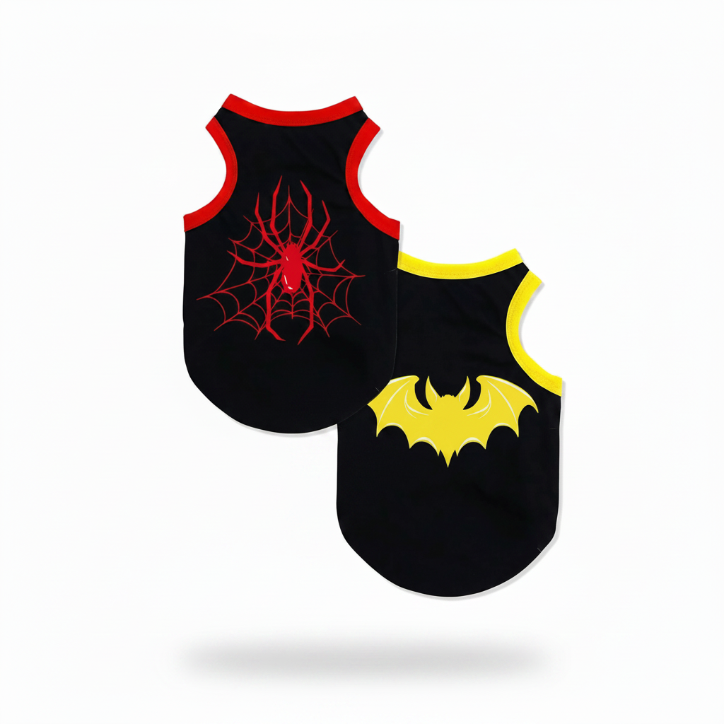 2pcs Spider & Bat Print Polyester Anti-Flea, Hair Loss Reducing