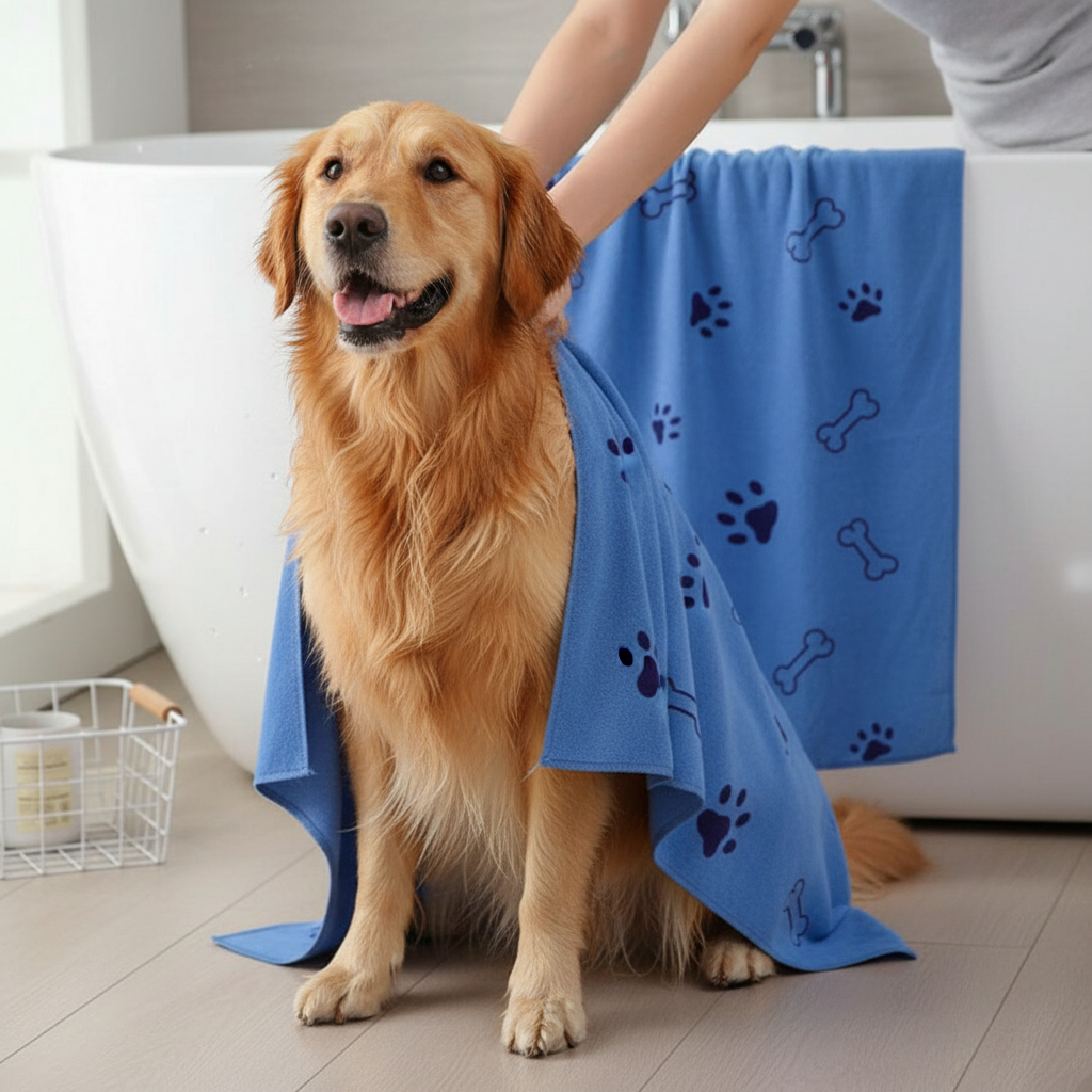 Absorbent Microfiber Pet Towel With Patterned Graphics