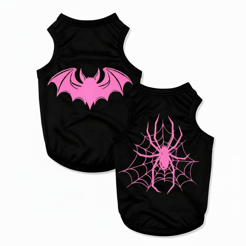 2pcs Spider & Bat Print Polyester Anti-Flea, Hair Loss Reducing
