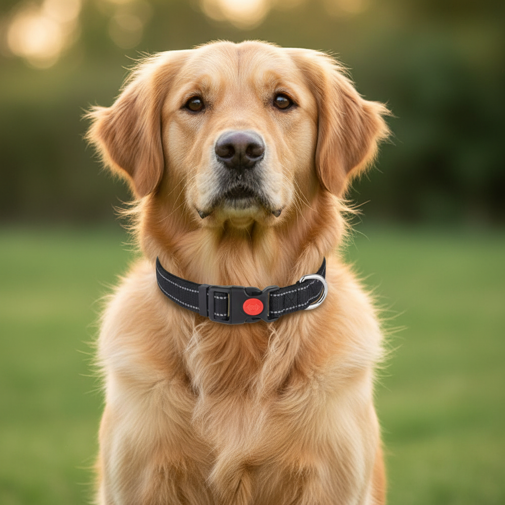 Adjustable Soft Dog Collar With Reflective Stripes