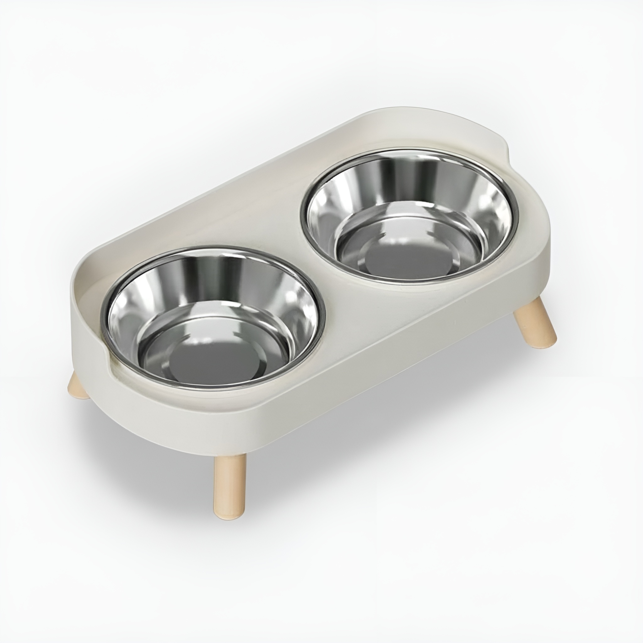 Elevated Dual Pet Feeding Bowl Set With Splash Guard