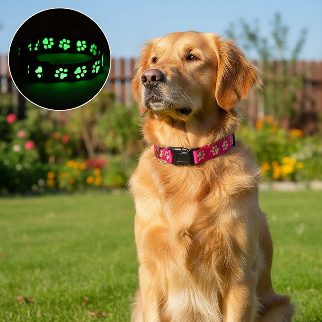 Adjustable Paw Print Dog Collar