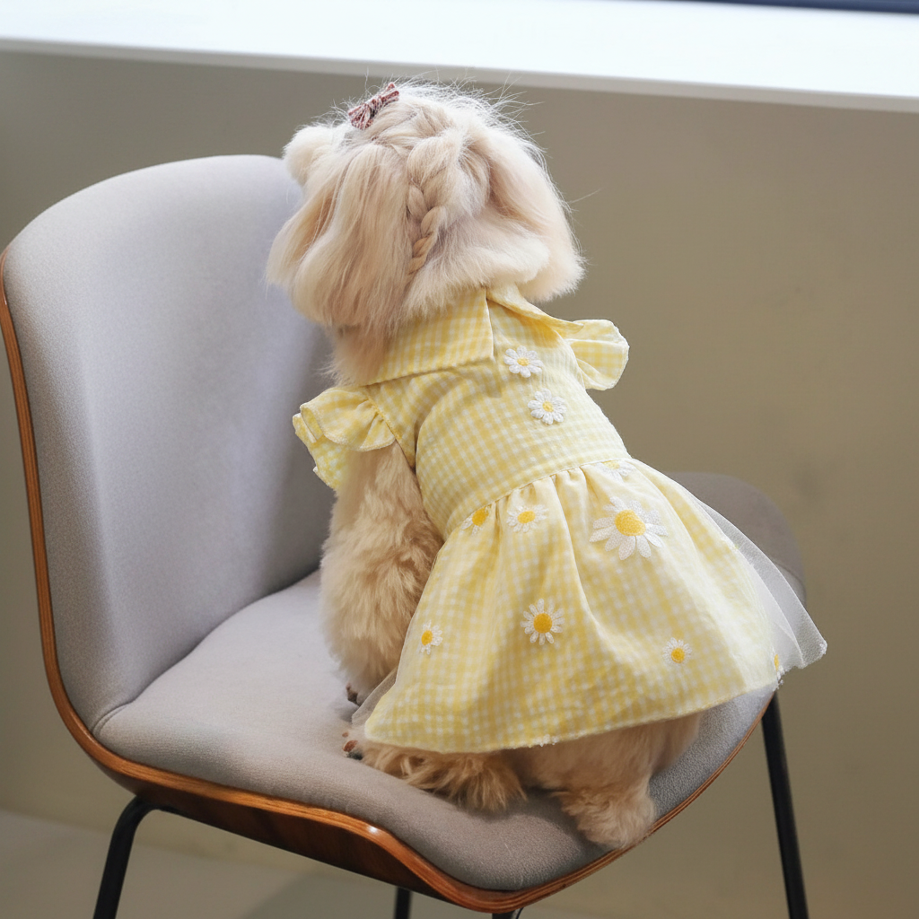e Creative Floral & Plaid Print Stylish Pet Skirt
