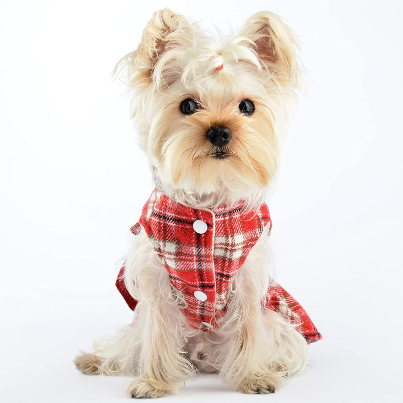 Winter Dog Dress, Fleece Dog Sweater for Small Dogs.-Paw Print Pad