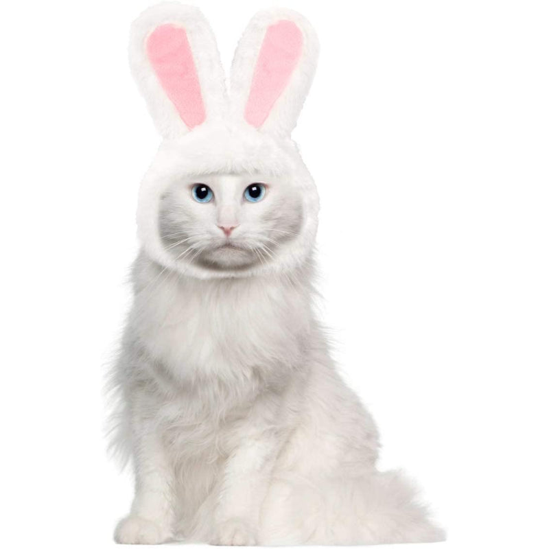 Costume Bunny Rabbit Hat With Ears For Cats & Small Dogs Party Costume Easter Pet Accessory Headwear-Paw Print Pad