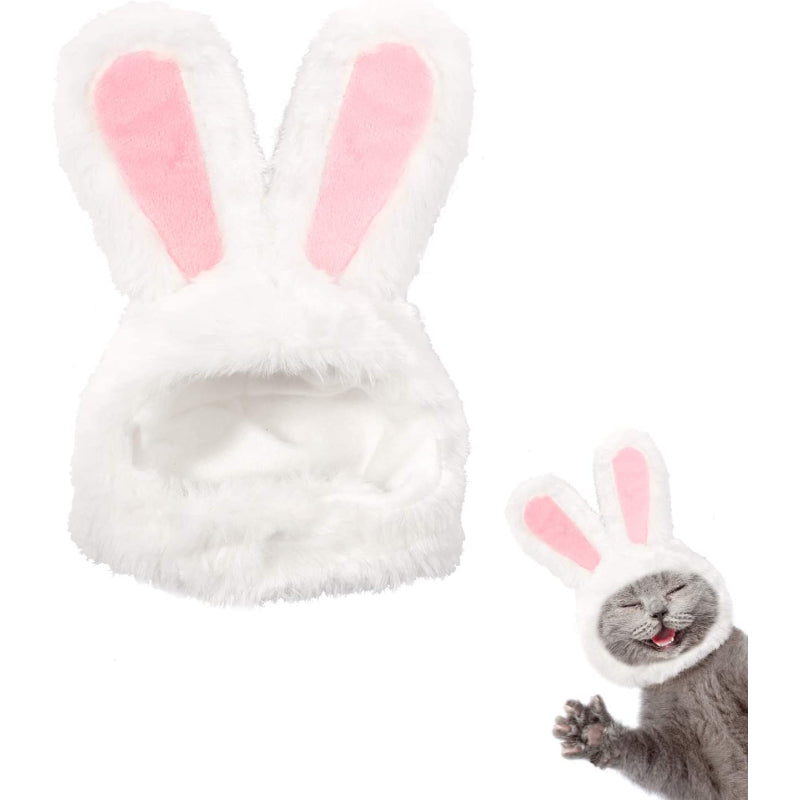 Costume Bunny Rabbit Hat With Ears For Cats & Small Dogs Party Costume Easter Pet Accessory Headwear-Paw Print Pad