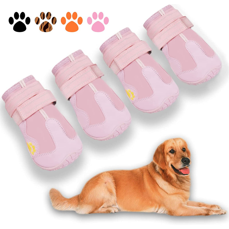 Waterproof Dog Shoes, Dog Booties With Reflective Strips-Paw Print Pad
