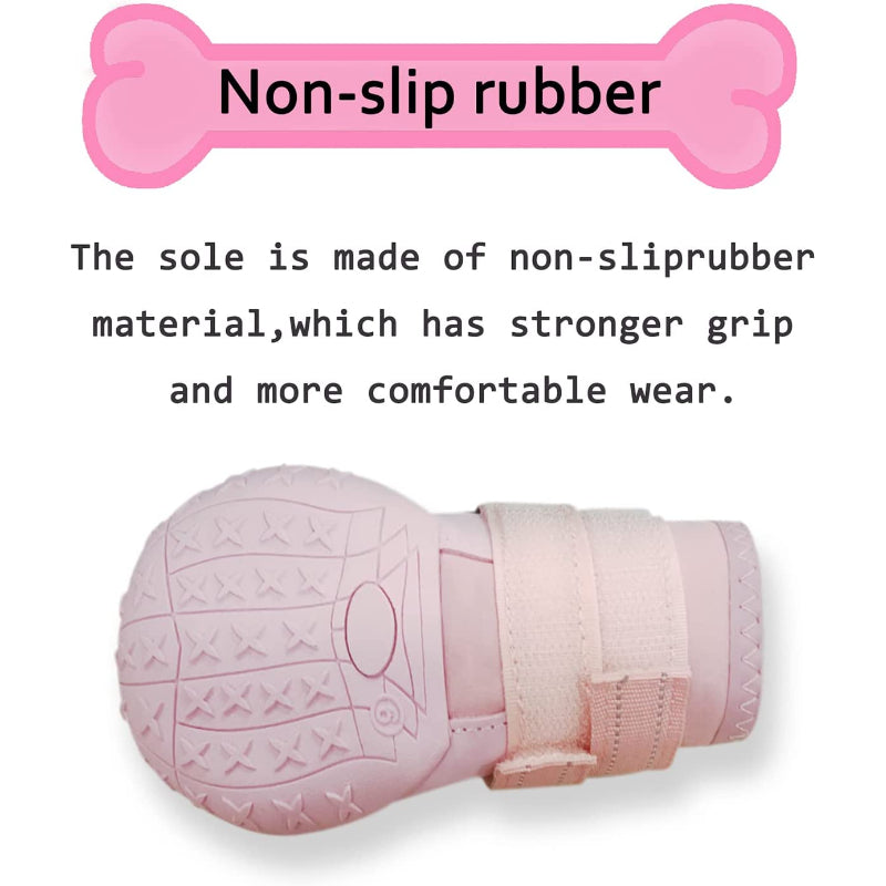 Waterproof Dog Shoes, Dog Booties With Reflective Strips-Paw Print Pad