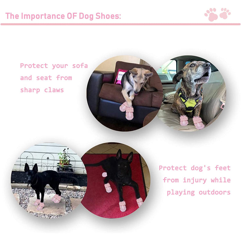 Waterproof Dog Shoes, Dog Booties With Reflective Strips-Paw Print Pad