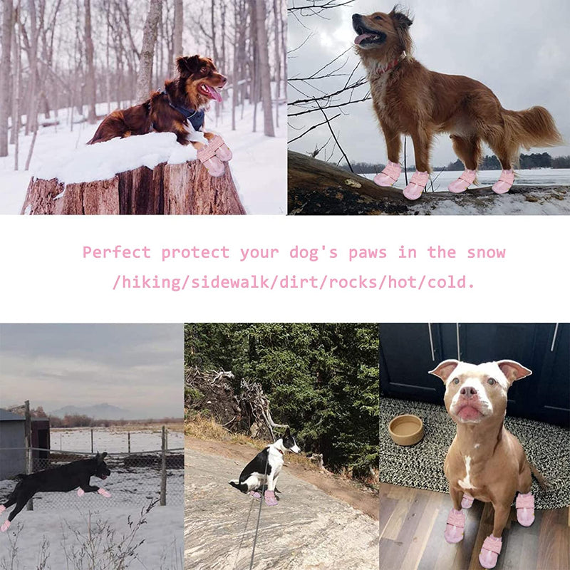 Waterproof Dog Shoes, Dog Booties With Reflective Strips-Paw Print Pad