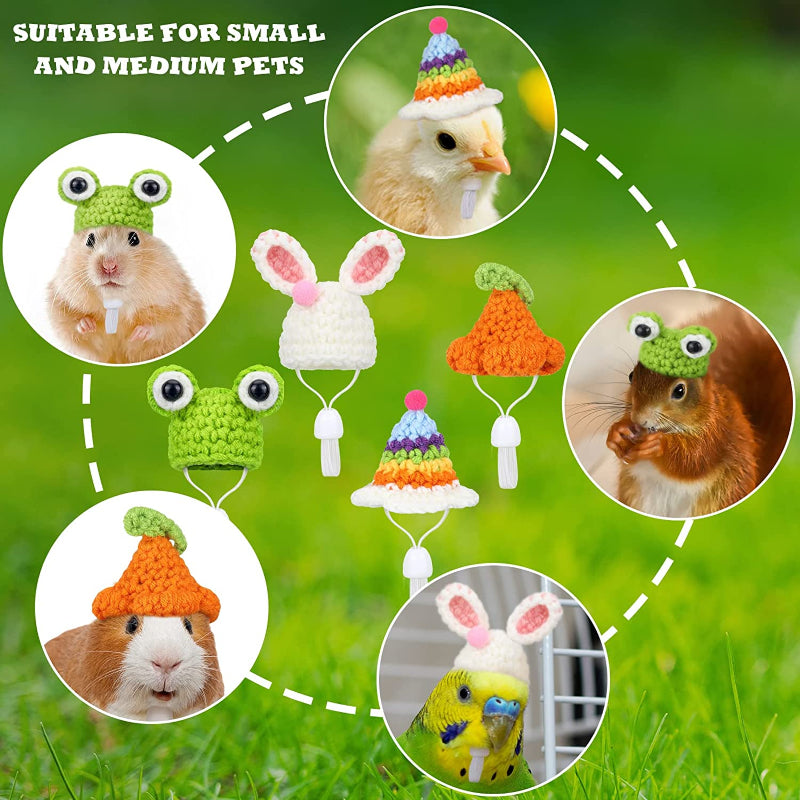 Hat Mini Small Animals With Adjustable Strap Lovely Hand Knitted Frog-Paw Print Pad