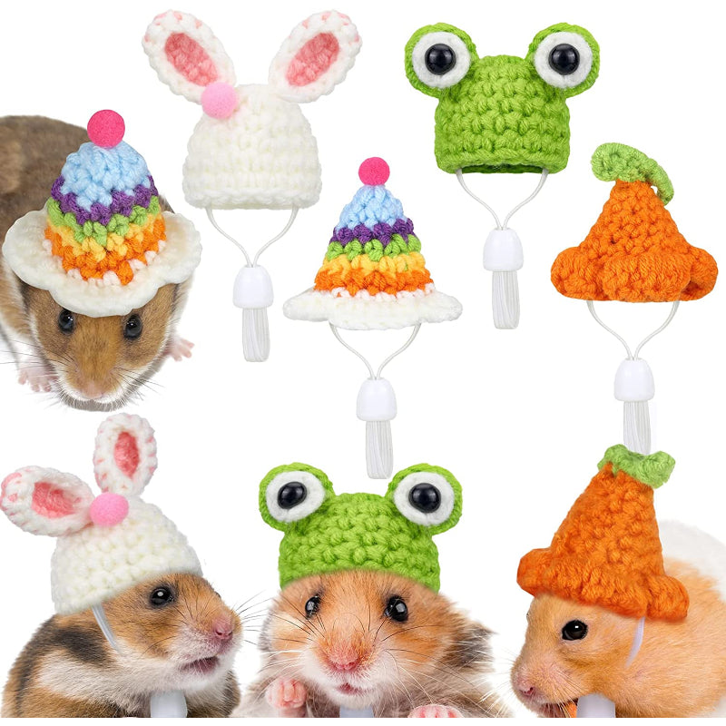 Hat Mini Small Animals With Adjustable Strap Lovely Hand Knitted Frog-Paw Print Pad