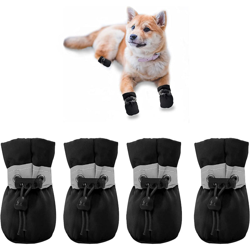 Dog Shoes Anti-Slip Dogs Boots & Paw Protector With Reflective Straps-Paw Print Pad