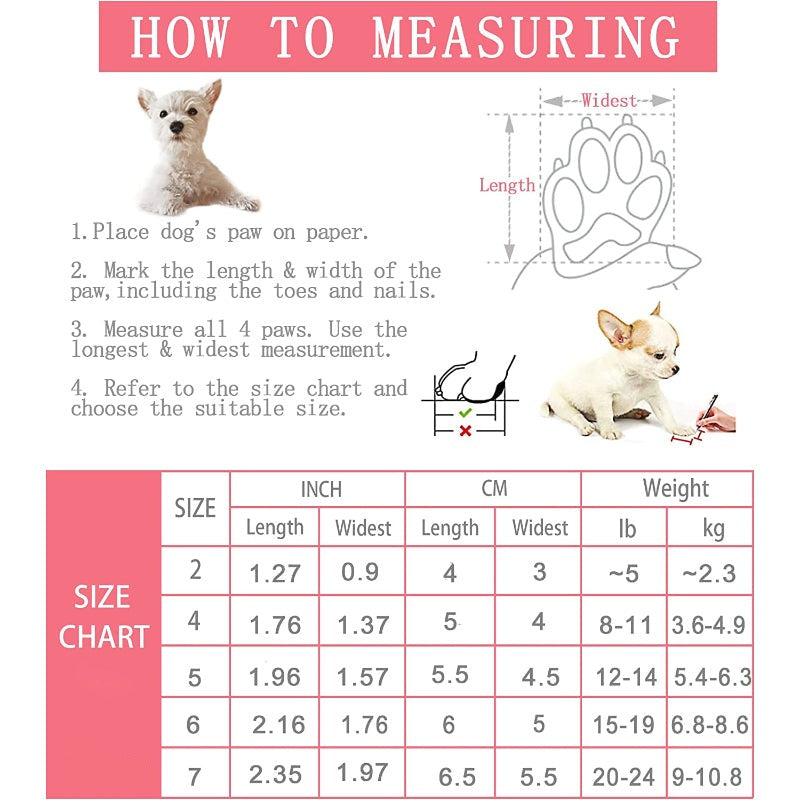 Dog Shoes Anti-Slip Dogs Boots & Paw Protector With Reflective Straps-Paw Print Pad