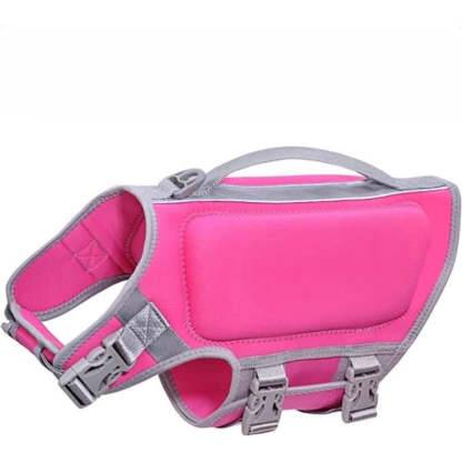 Dog Life Jacket, Skin-Friendly Neoprene Puppy Dog Life Jacket With Superior Buoyancy And Rescue Handle, Pink, Extra Small-Paw Print Pad