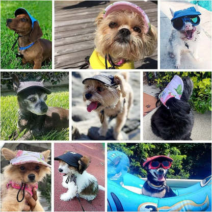 Dog Baseball Cap With Adjustable Dog Outdoor Sport Sun Protection Hat-Paw Print Pad