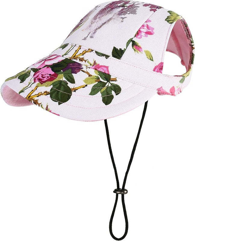 Baseball Dog Hat's With Ear Holes And Adjustable Drawstring-Paw Print Pad