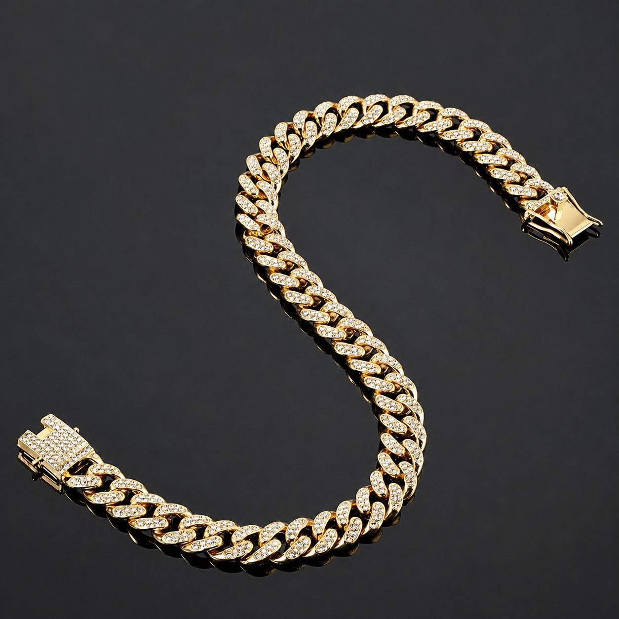 Rhinestone Cuban Chain Dog Collar With Full Buckle Design For Pets