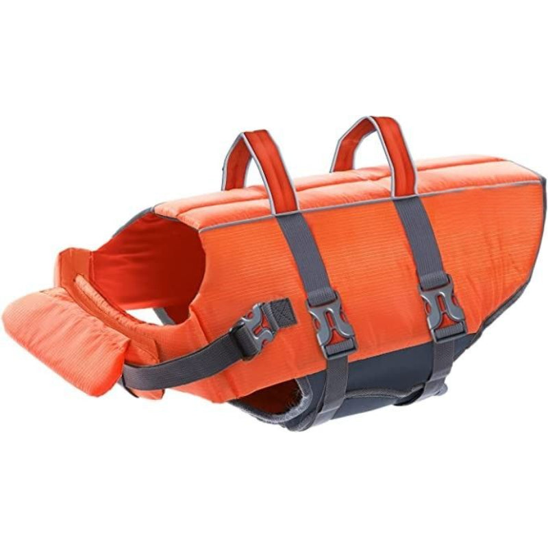 Splash Orange Dog Life Jacket, Small-Paw Print Pad