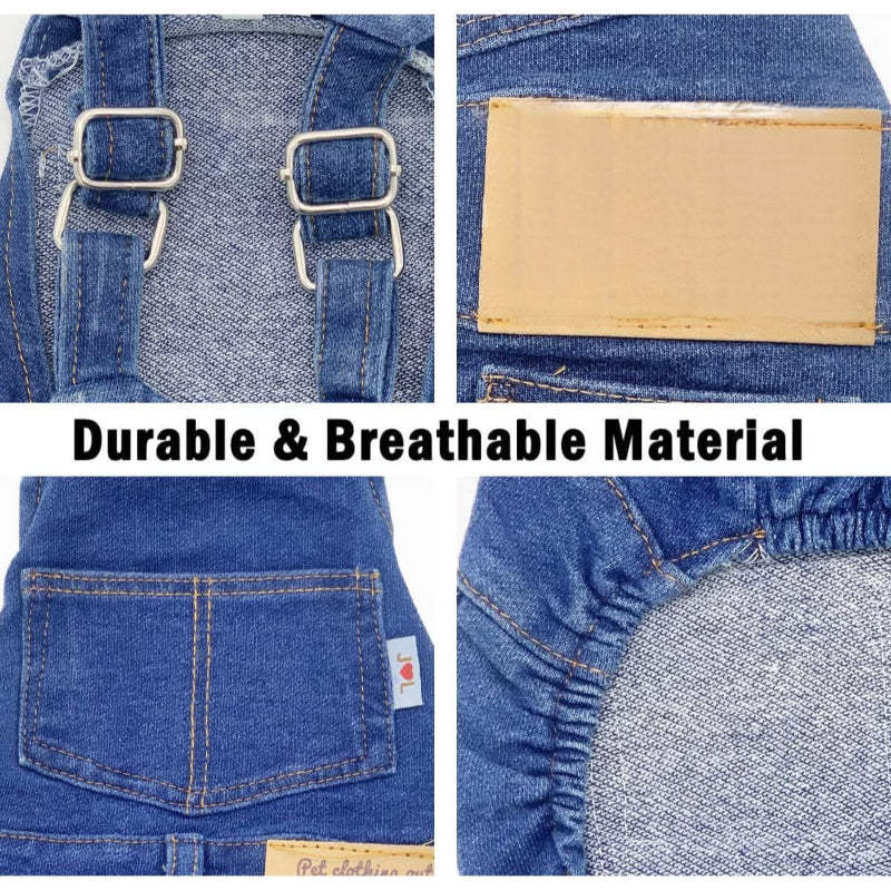 Dog Shirts Clothes Denim, Pet Jeans Onesies Apparel-Paw Print Pad