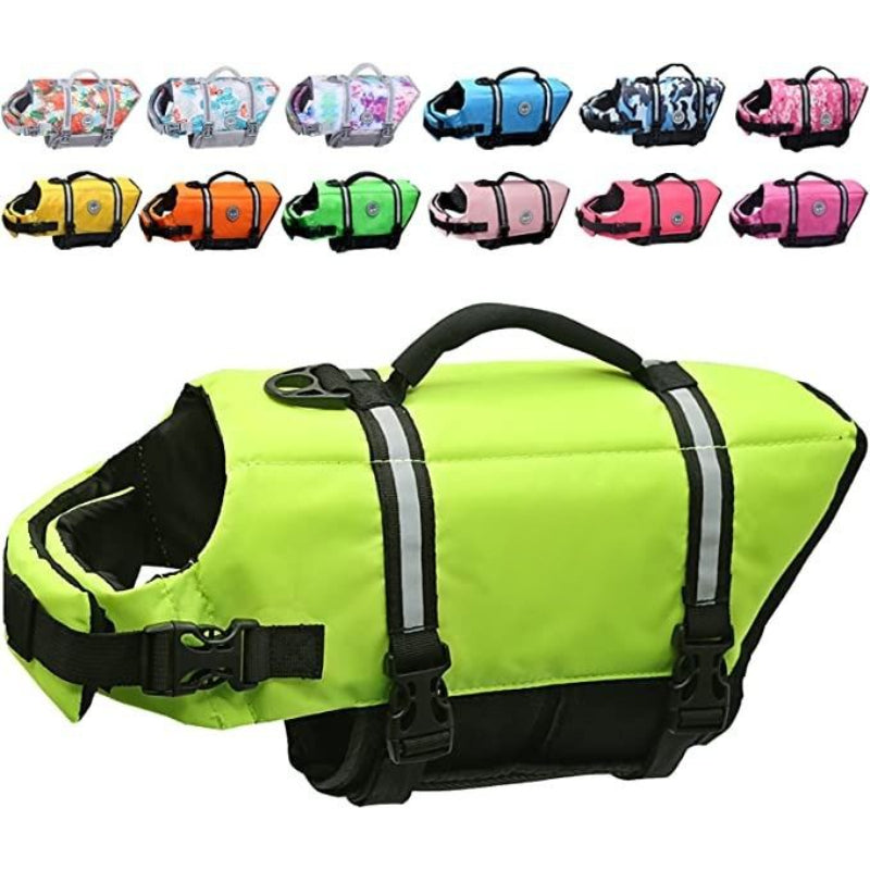 Ripstop Dog Life Vest, Reflective & Adjustable Life Jacket For Dogs-Paw Print Pad