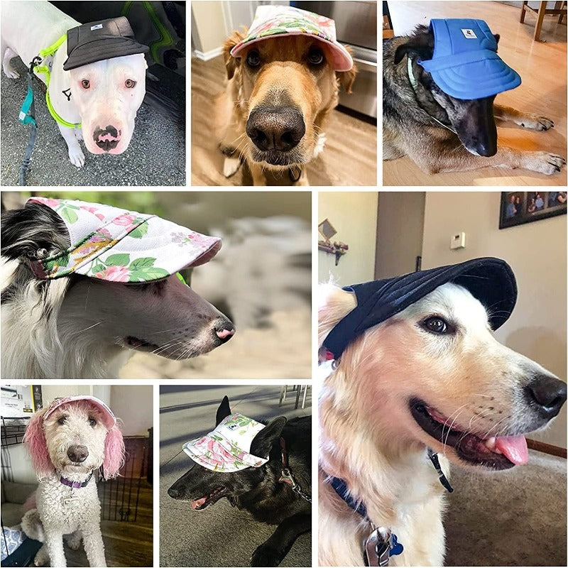 Dog Baseball Cap With Adjustable Dog Outdoor Sport Sun Protection Hat-Paw Print Pad