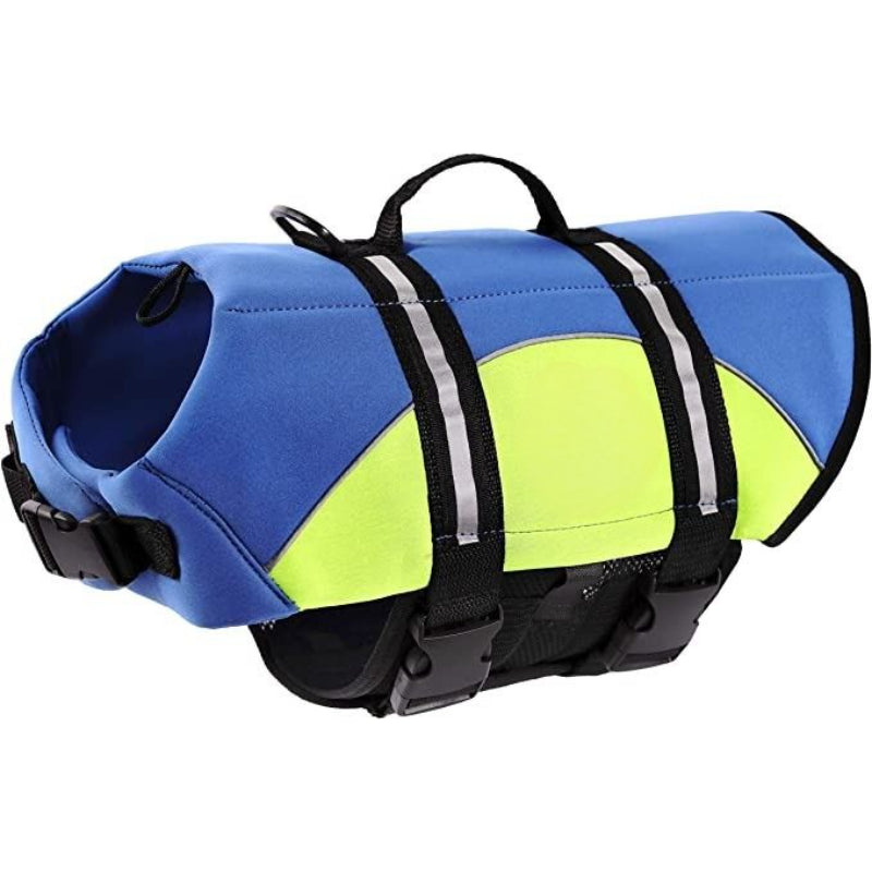 Dog Life Jacket, Neoprene Dog Life Vest For Swimming And Boating - Red-Paw Print Pad
