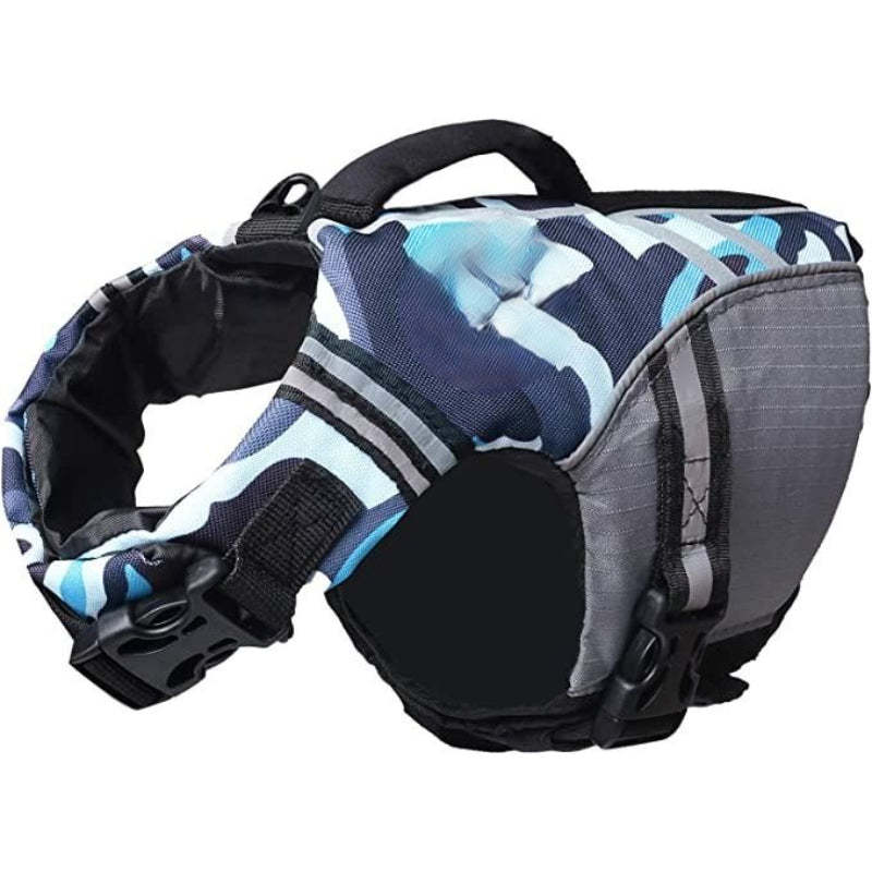 New Sports Style Ripstop Dog Life Jacket With Superior Buoyancy & Rescue Handle, Bright Yellow, M-Paw Print Pad