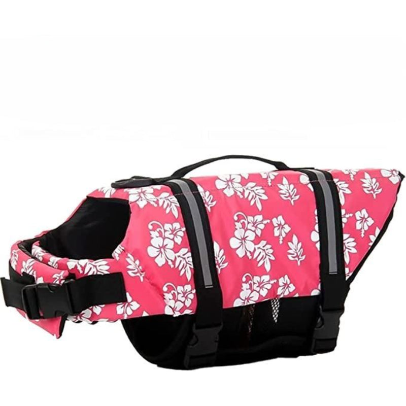 Dog Life Jacket With Adjustable Lifesaver And High Buoyancy Swimsuit-Paw Print Pad
