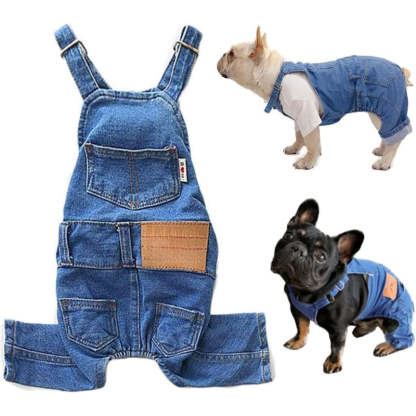 Dog Shirts Clothes Denim, Pet Jeans Onesies Apparel-Paw Print Pad
