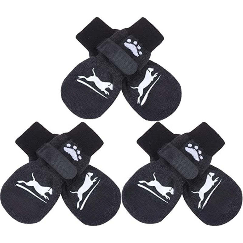 Double Side Anti-Slip Dog Socks With Adjustable Straps For Dogs 4 Pack-Paw Print Pad