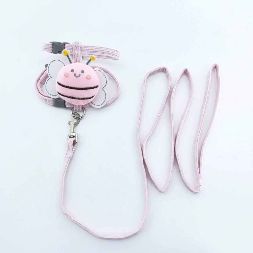 Adjustable Bee Design Pet Harness And Leash Set For Cats And Small Dogs