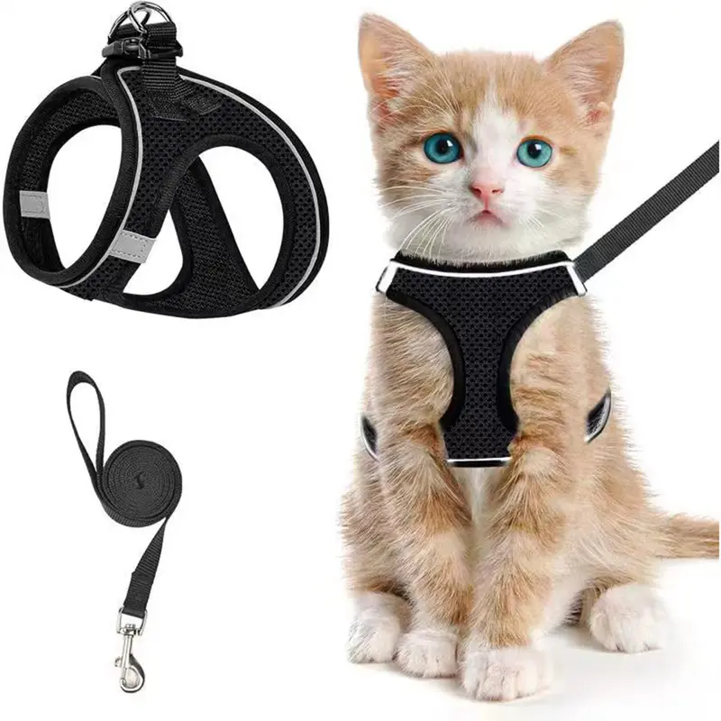 Adjustable Reflective Soft Vest Harness And Leash For Cats