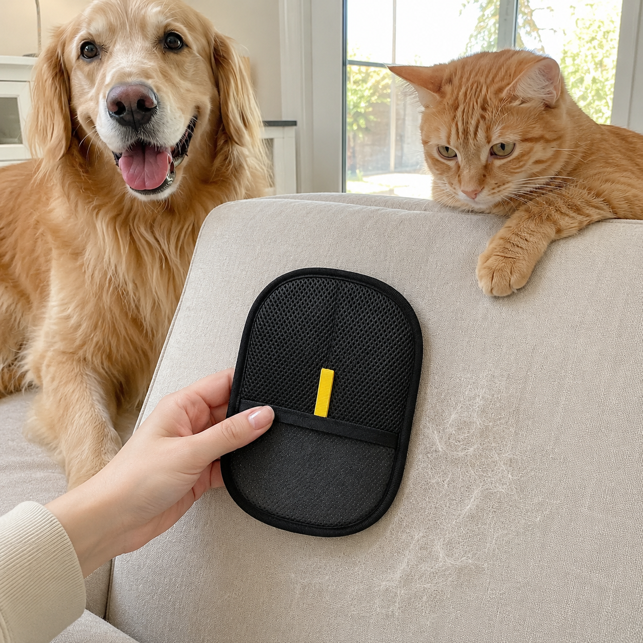 Reusable Pet Fur Removal Gloves for Furniture and Car Cleaning