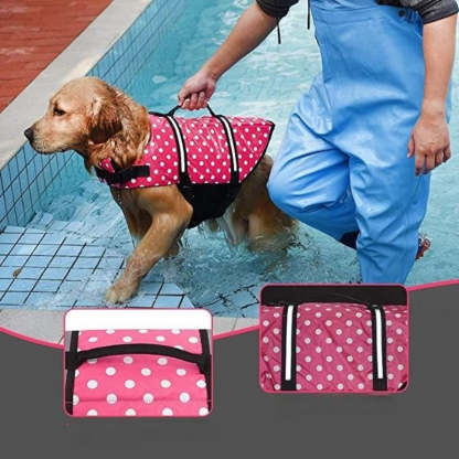 Dog Life Jacket With Adjustable Lifesaver And High Buoyancy Swimsuit-Paw Print Pad