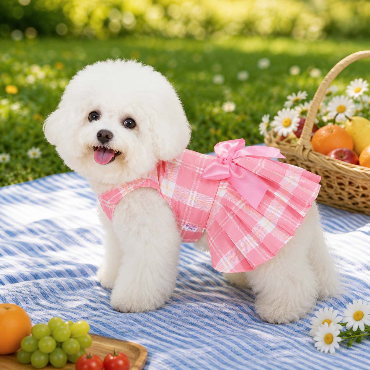Summer Pack Of 4 Bowknot Plaid Dresses For Dogs