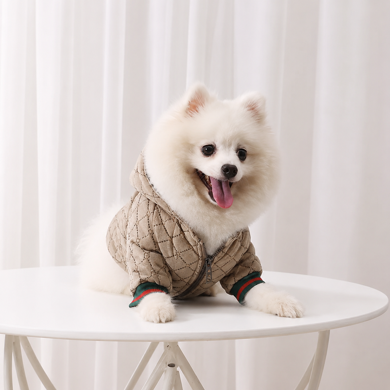 Vintage Winter Fashion Dog Hoodie With Zipper