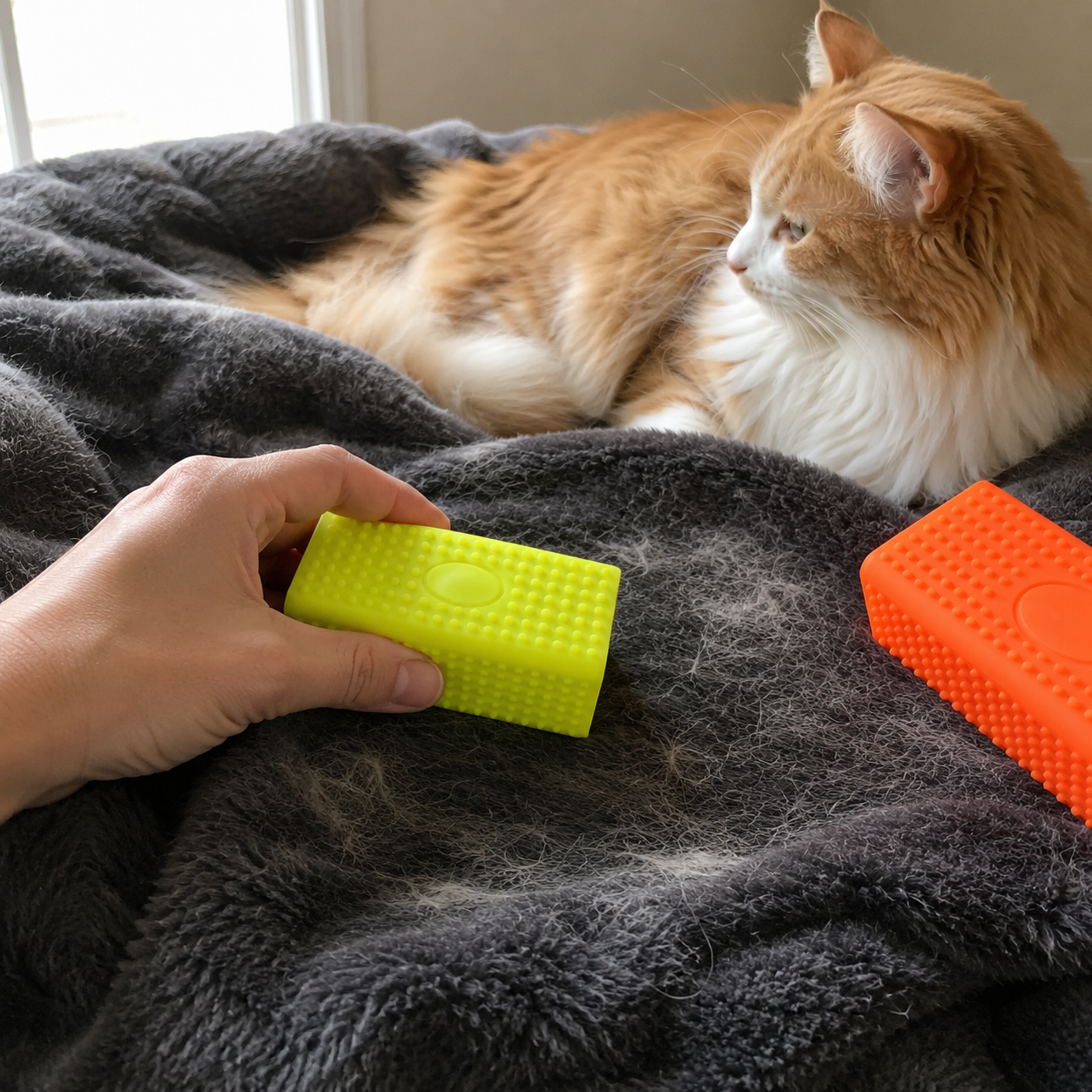 Pack of 2 Reusable Pet Fur Remover and Carpet Cleaning Block Set
